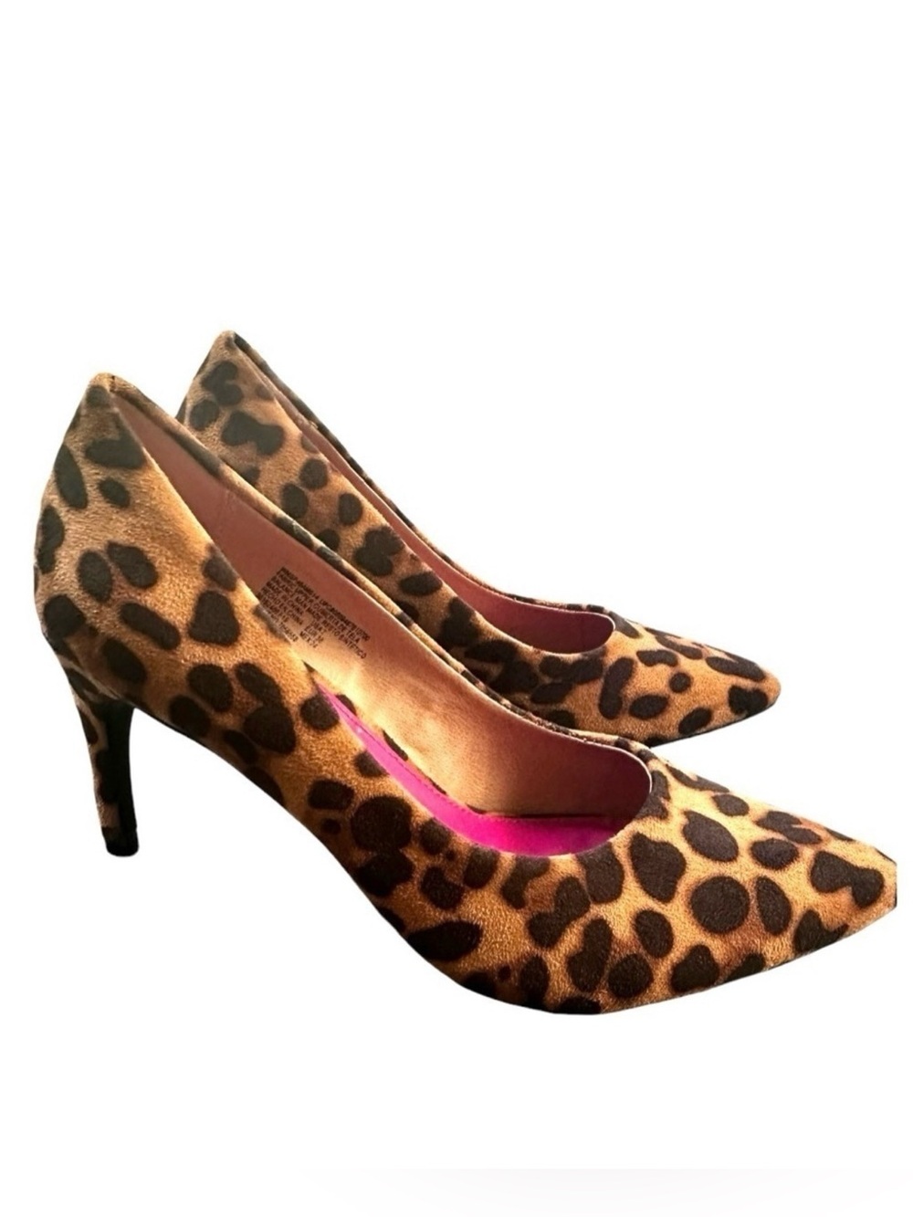 Women’s Leopard Print Vegan Pointed Toe Slip On Heels Pumps Women’s Size 7